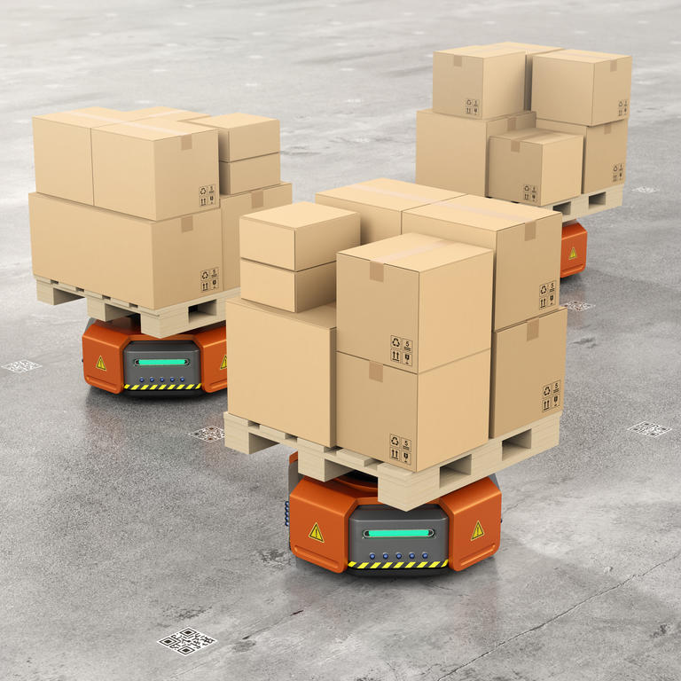 robots carrying packages